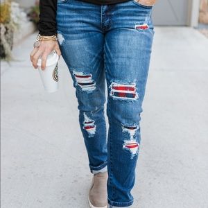 KanCan Plaid Distressed Skinned